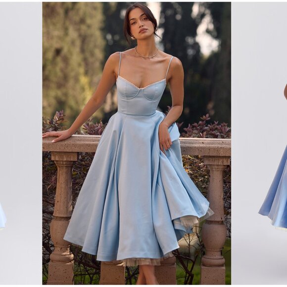 HOUSE OF CB 'Mademoiselle' Cinderella Blue Tulle Midi Dress NWOT size S - Picture 3 of 11